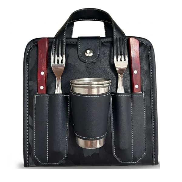 Set de Asado Rigido Doble con Vaso